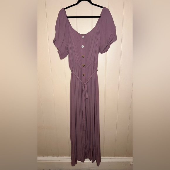 City Chic Tropical Tie Maxi Dress Plus Size M (18) Pink Woodrose - Picture 4 of 8